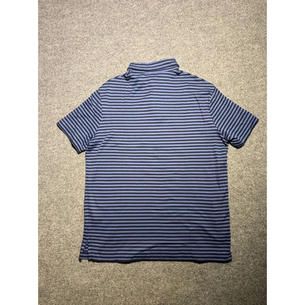 Polo Ralph Lauren Mens Large Blue Navy Striped Short Sleeve Polo Shirt Pony Logo